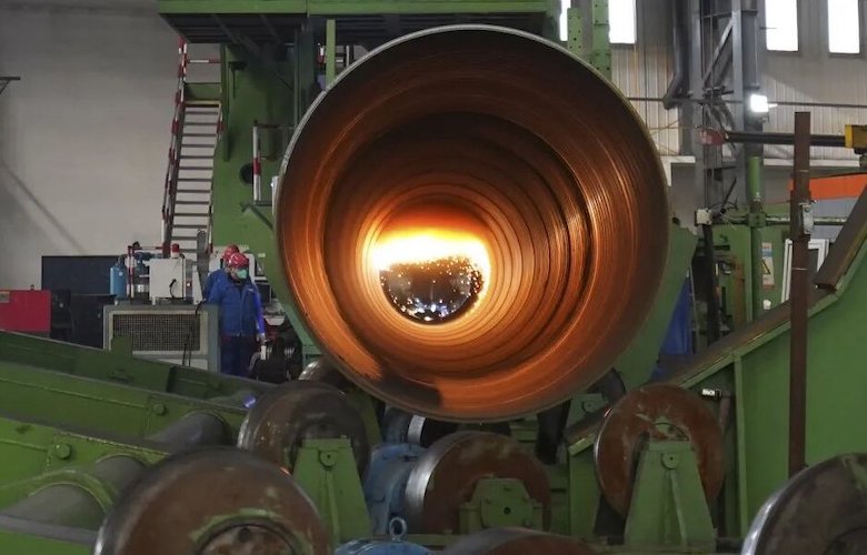 Seamed steel pipe production - spiral welding - threaded pipe