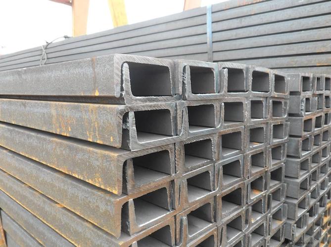 Neatly stacked low carbon steel C-channel steel