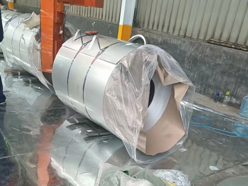 Galvanized coils are packaged in production