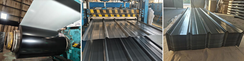 RAL5004 Color coated tile pressing machine production line