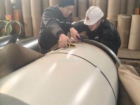 Lebanese customer's color coated steel coil SGS inspection
