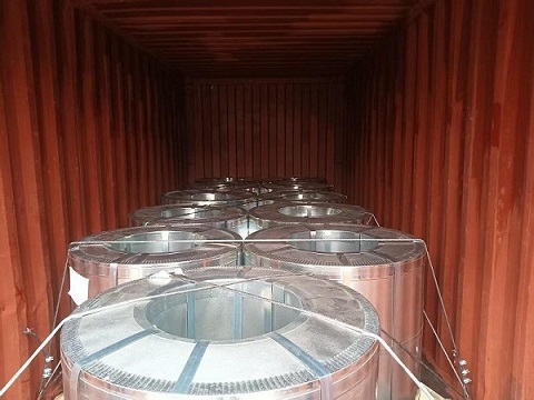 297 tons RAL 9002 PPGI coil container loading for Lebanon Beirut Port shipping