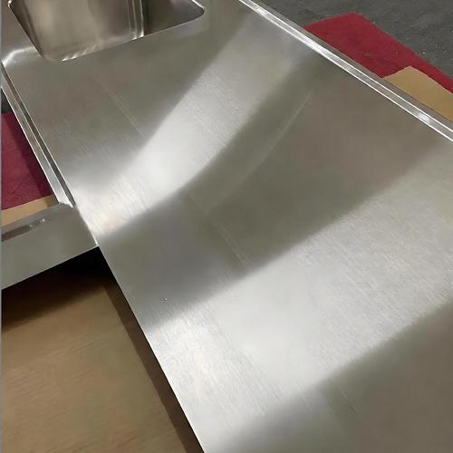 Brushed stainless steel applications showcase — commercial kitchen countertop
